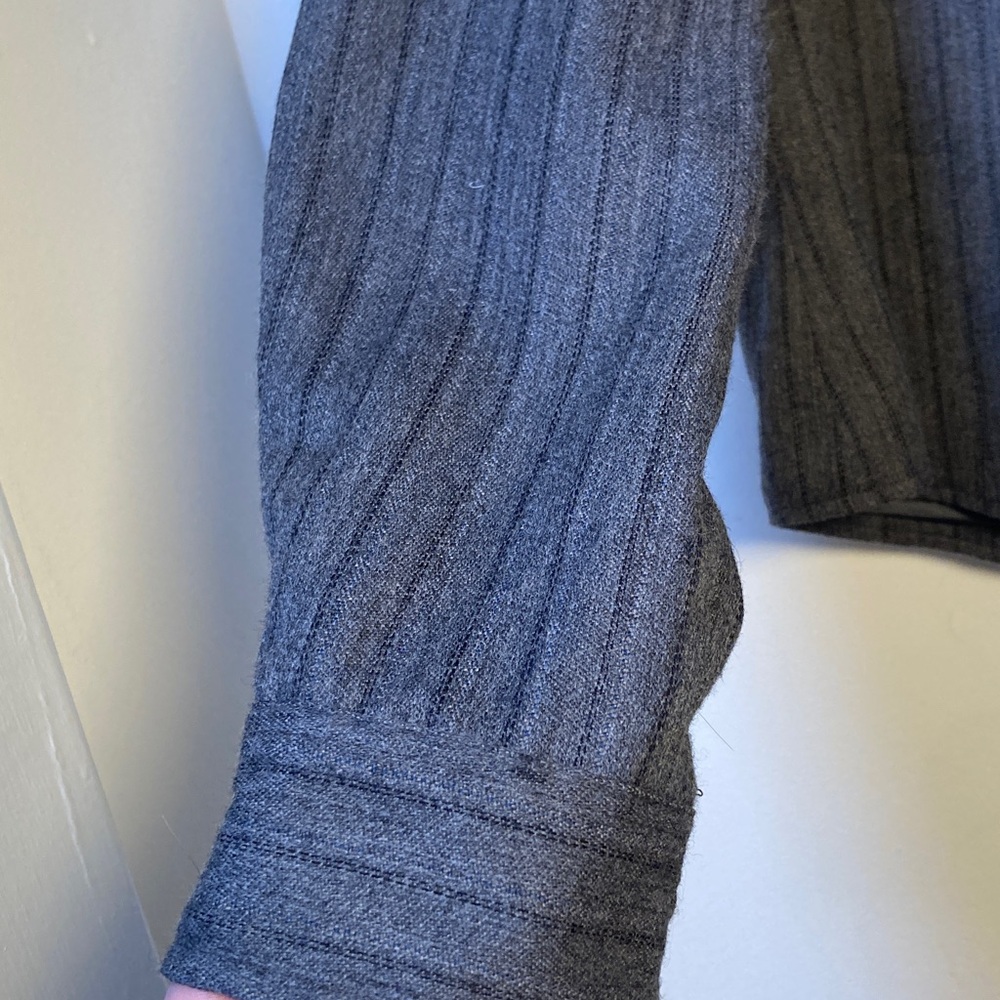 Y2K Harve Benard Wool Cropped Shacket 12 Pinstripe Charcoal Gray Stockholm Style - Picture 5 of 9